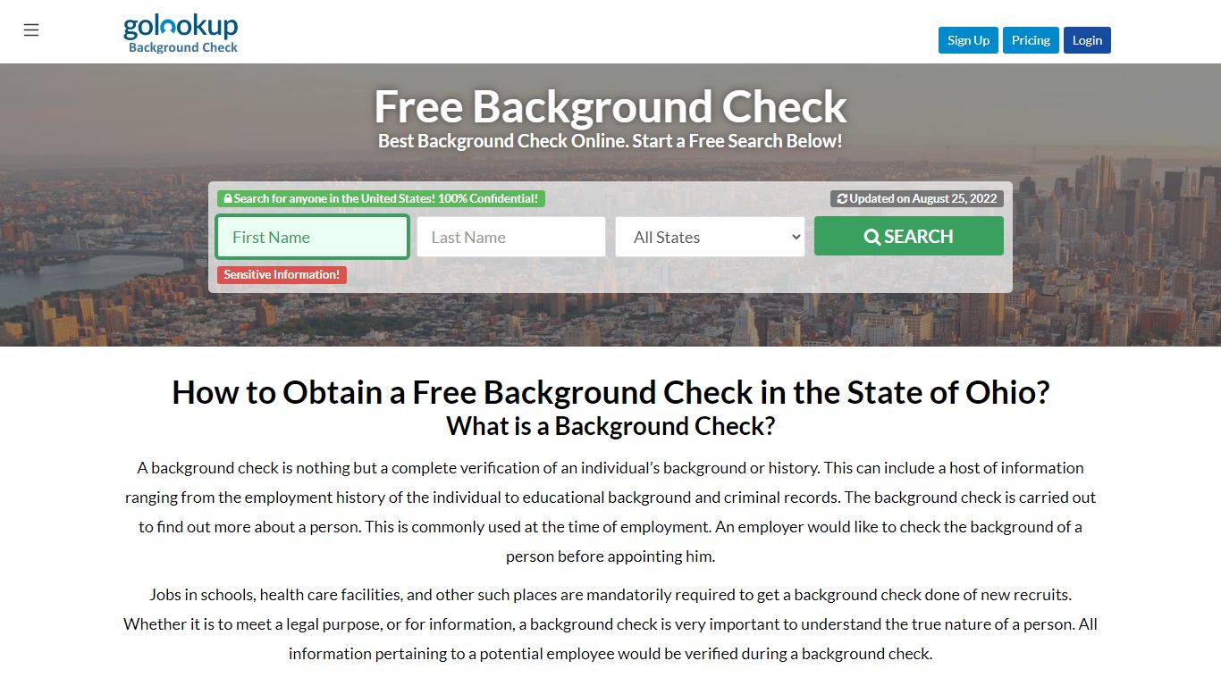 Ohio Free Background Check, Free Background Check Ohio