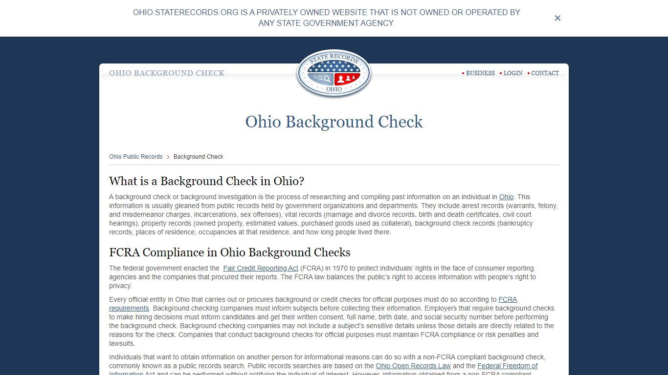 Ohio Background Check | StateRecords.org